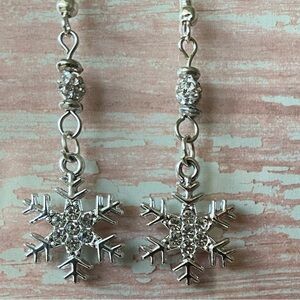 Dazzling Silver Rhinestone  Snowflake Earrings